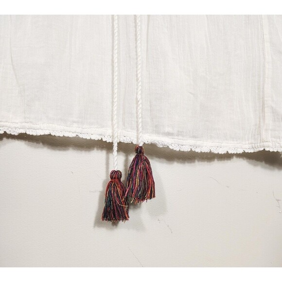 Free People Boho Embroidered Peasant Tank Top M Cream Festival Hippie Prairie - Picture 4 of 9